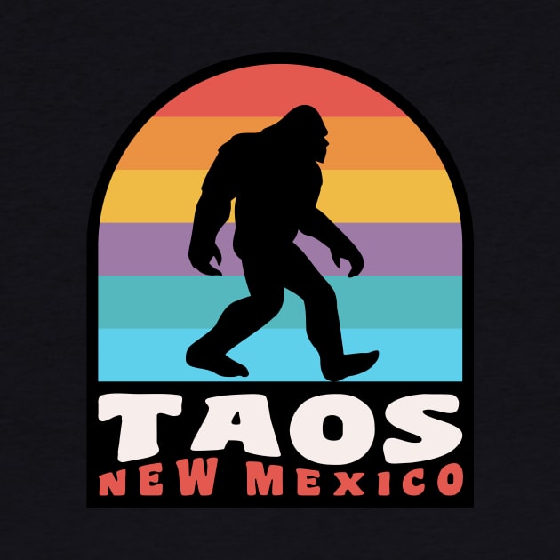 Taos New Mexico Bigfoot Sasquatch Retro Sunset by PodDesignShop